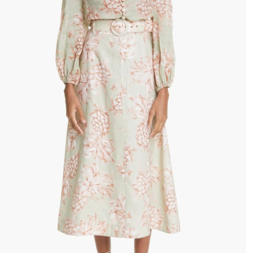 Zimmermann Pineapple Print Linen Skirt